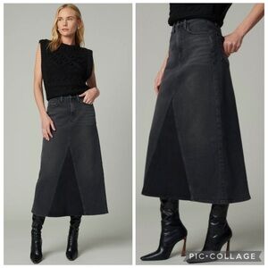 Joe's Jeans Tulie Skirt Women's' Size 32 Denim Midi Skirt Black Mid Rise Size 32